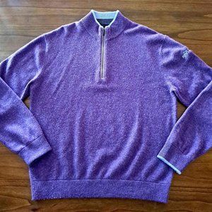 GREYSON SEBONACK 1/4 ZIP CASHMERE/WOOL MEN'S PURPLE ULTRA SOFT PULLOVER SWEATER